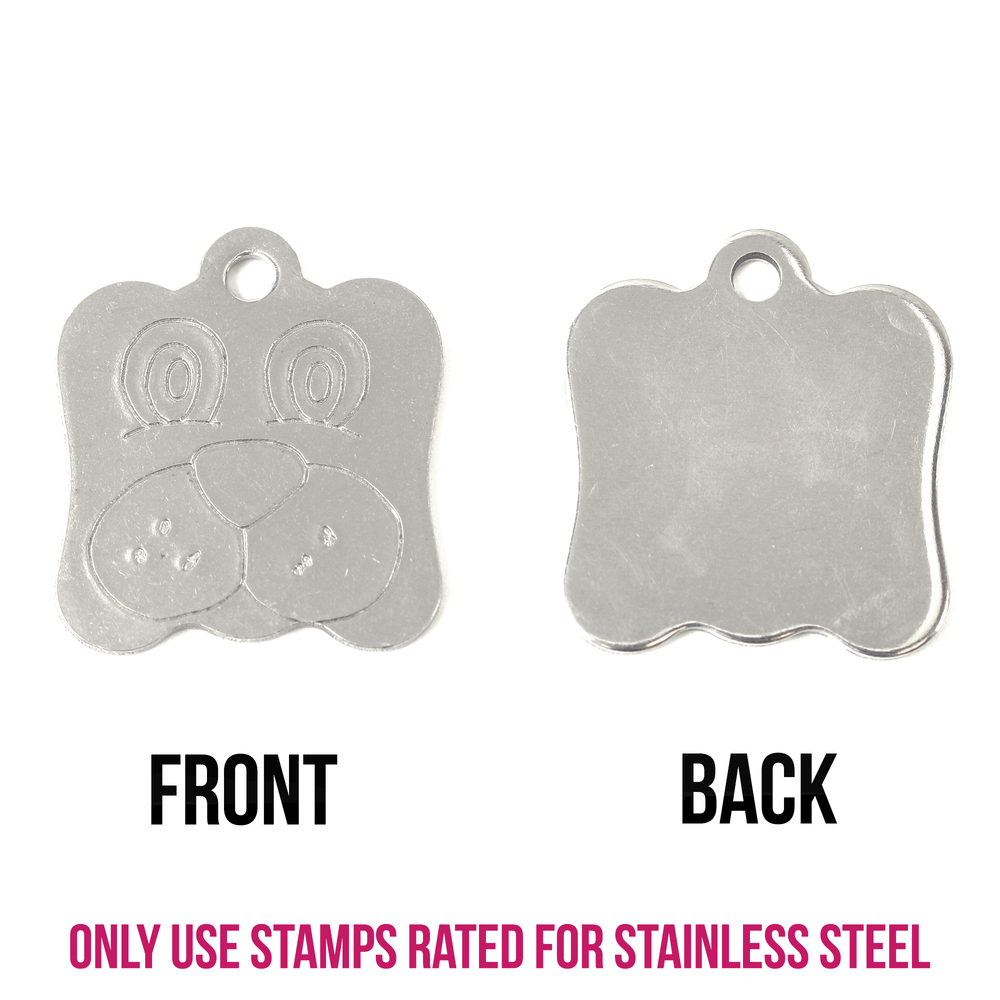 Metal Stamping Blanks Stainless Steel Dog Face Pet Tag with Hole, 24mm (.94") x 22mm (.87"), 16g